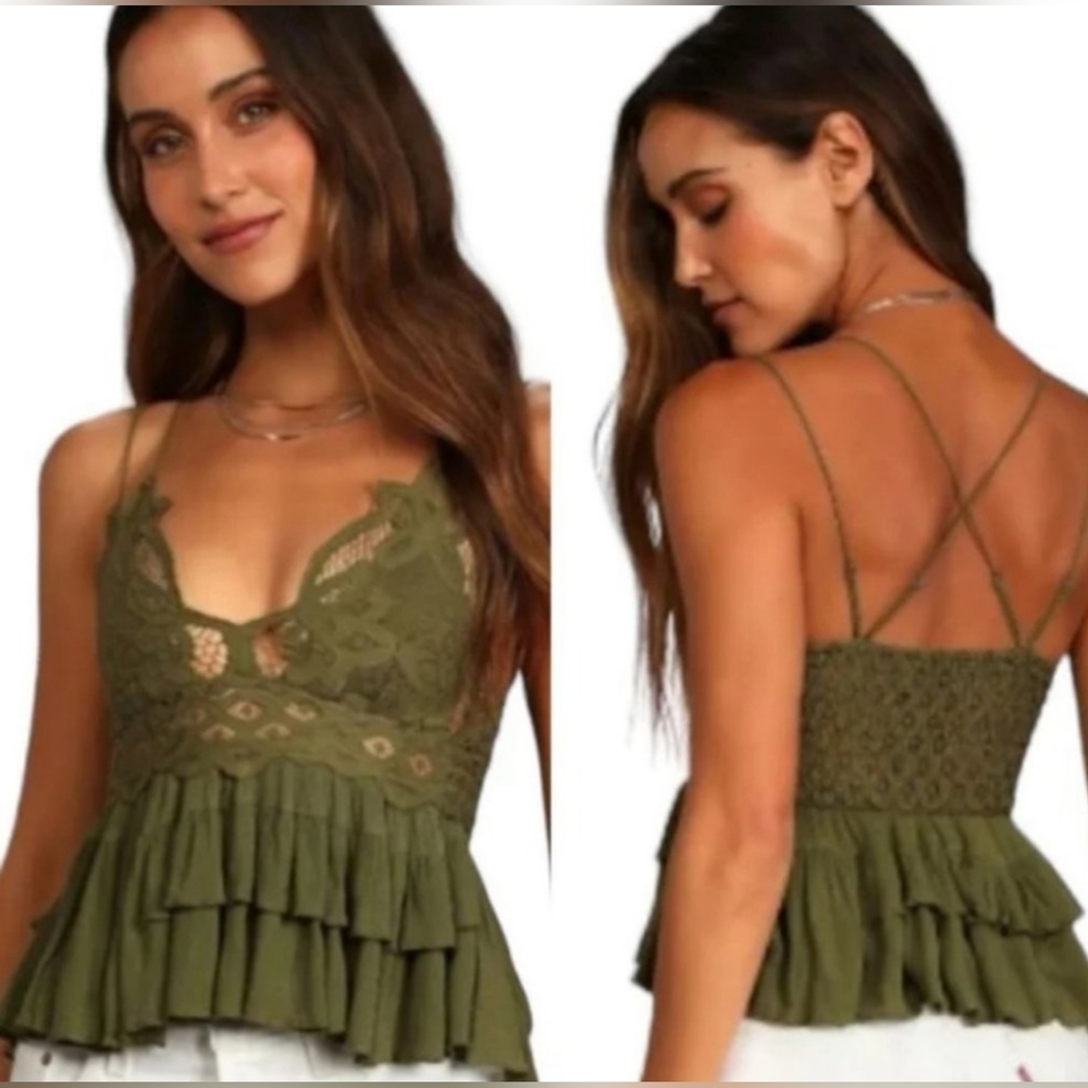 NWT Free People Adella Cami in Olive Sparrow Size Large - Picture 4 of 7